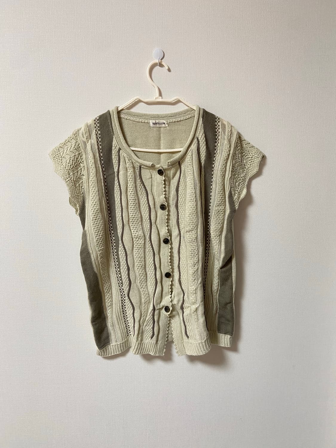 일본 빈티지 모리걸 레이스 셔링 반팔 가디건 상품이미지1