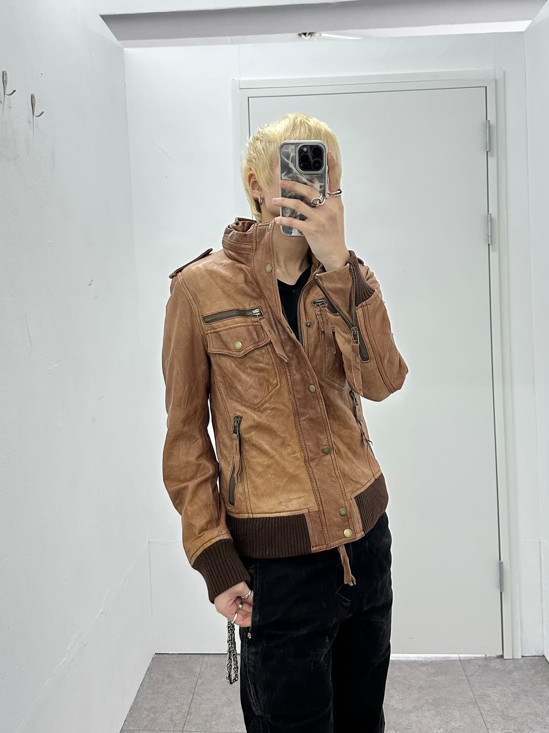 House of Blues sheepskin leather stud bl 상품이미지2