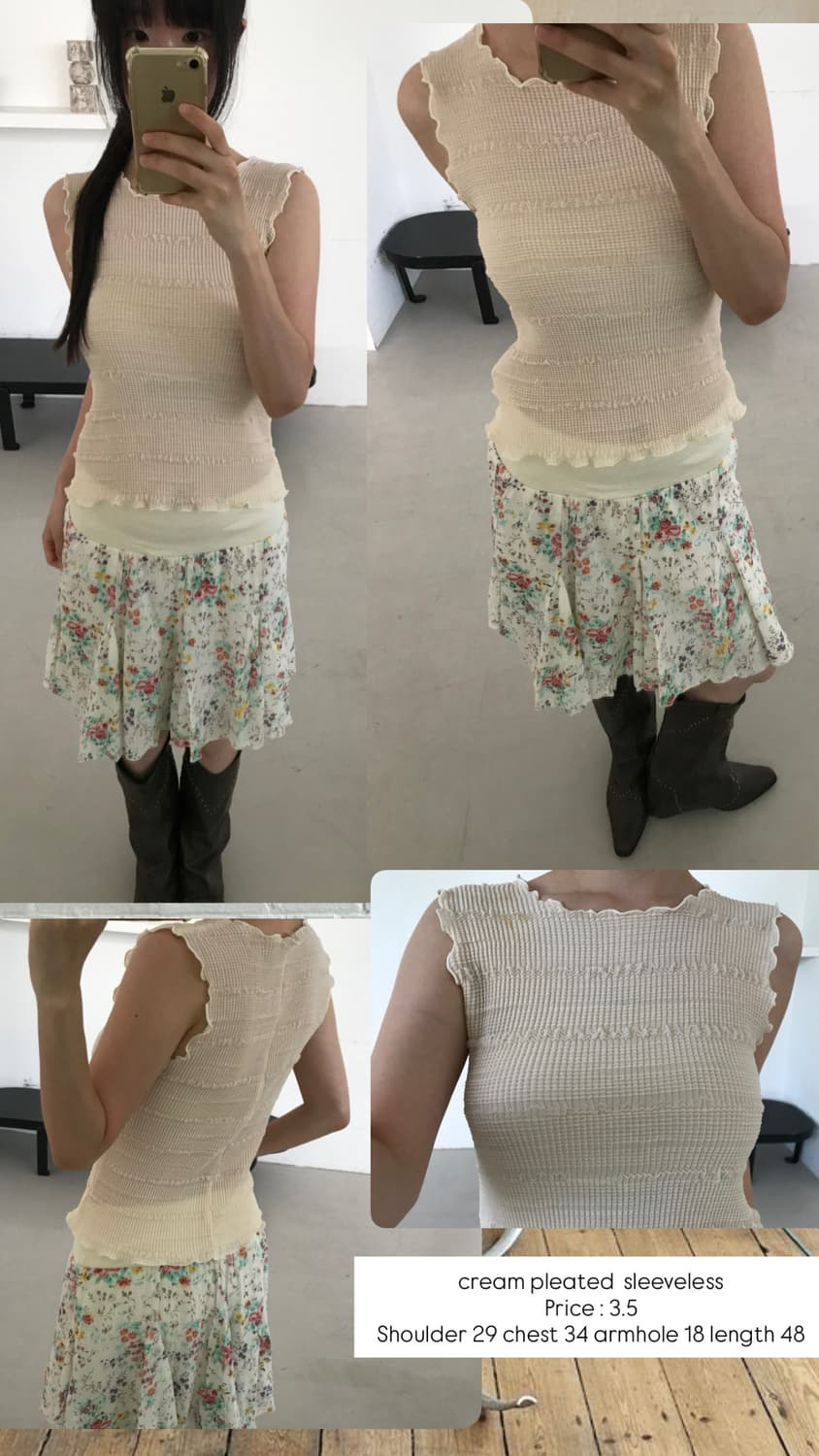 vintage pleats sleeveless 상품이미지7