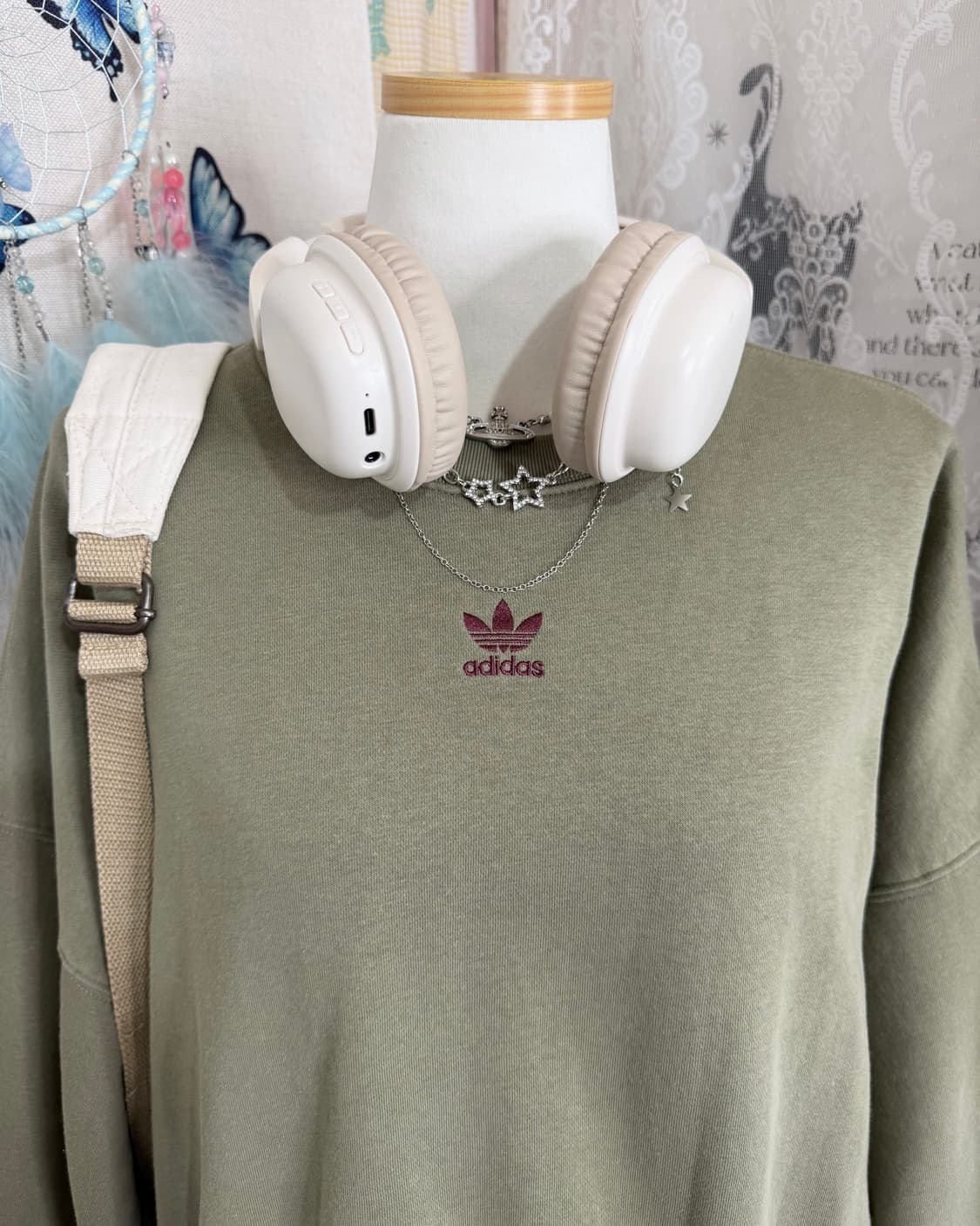 아디다스 카키 크롭 파이어버드 맨투맨 상품이미지5