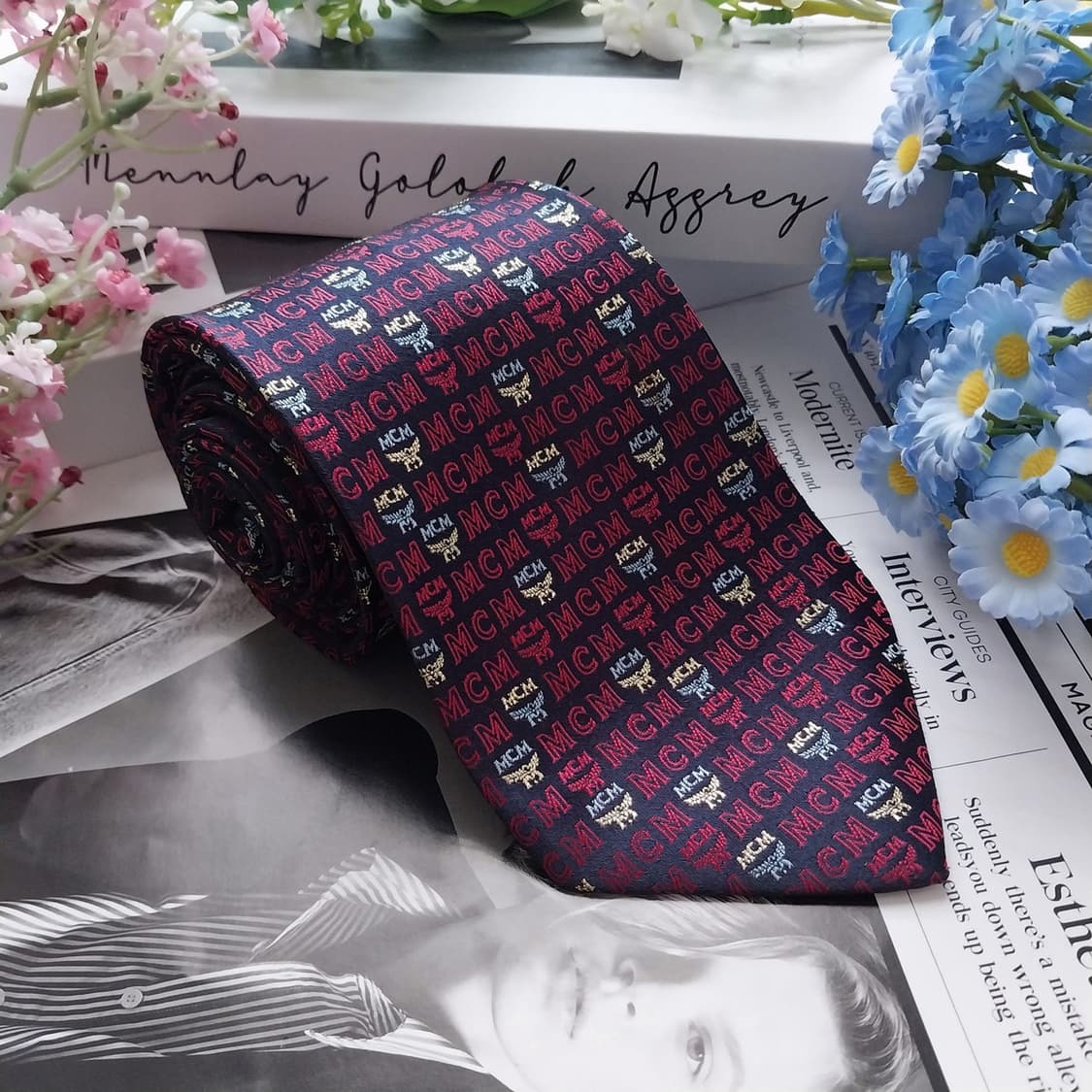 MCM 실크 퍼플 로고 올오버 넥타이 9.3cm A+등급 K1463
 상품이미지2