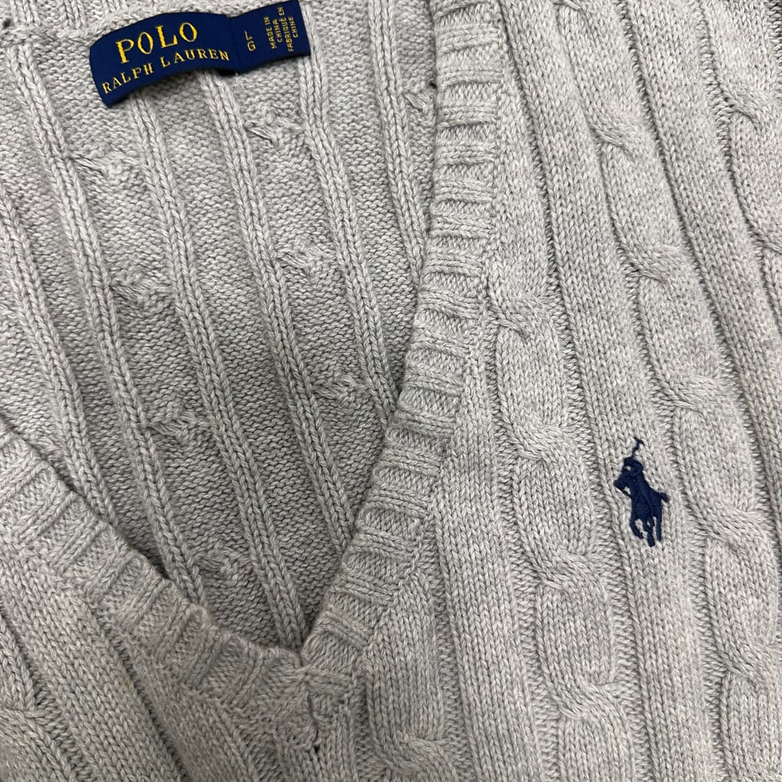 POLO 폴로 랄프로렌 브이넥 케이블 여성 니트 L 상품이미지3