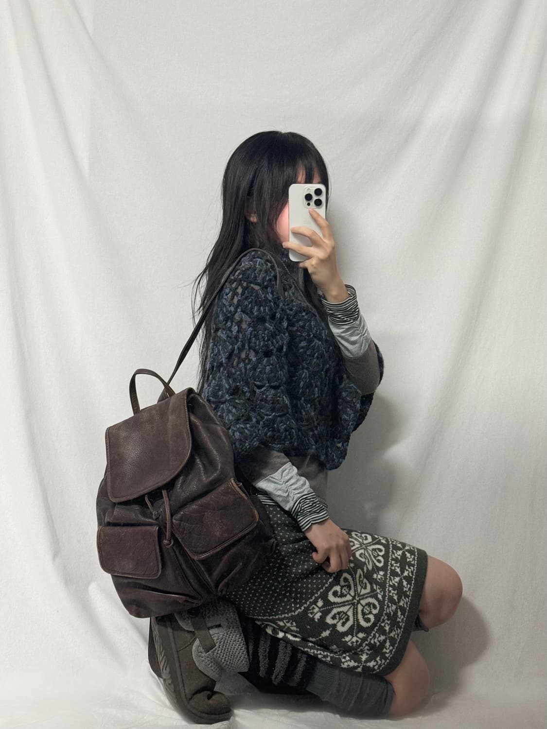 핸드메이드 하프 넥 니트 케이프 상품이미지2