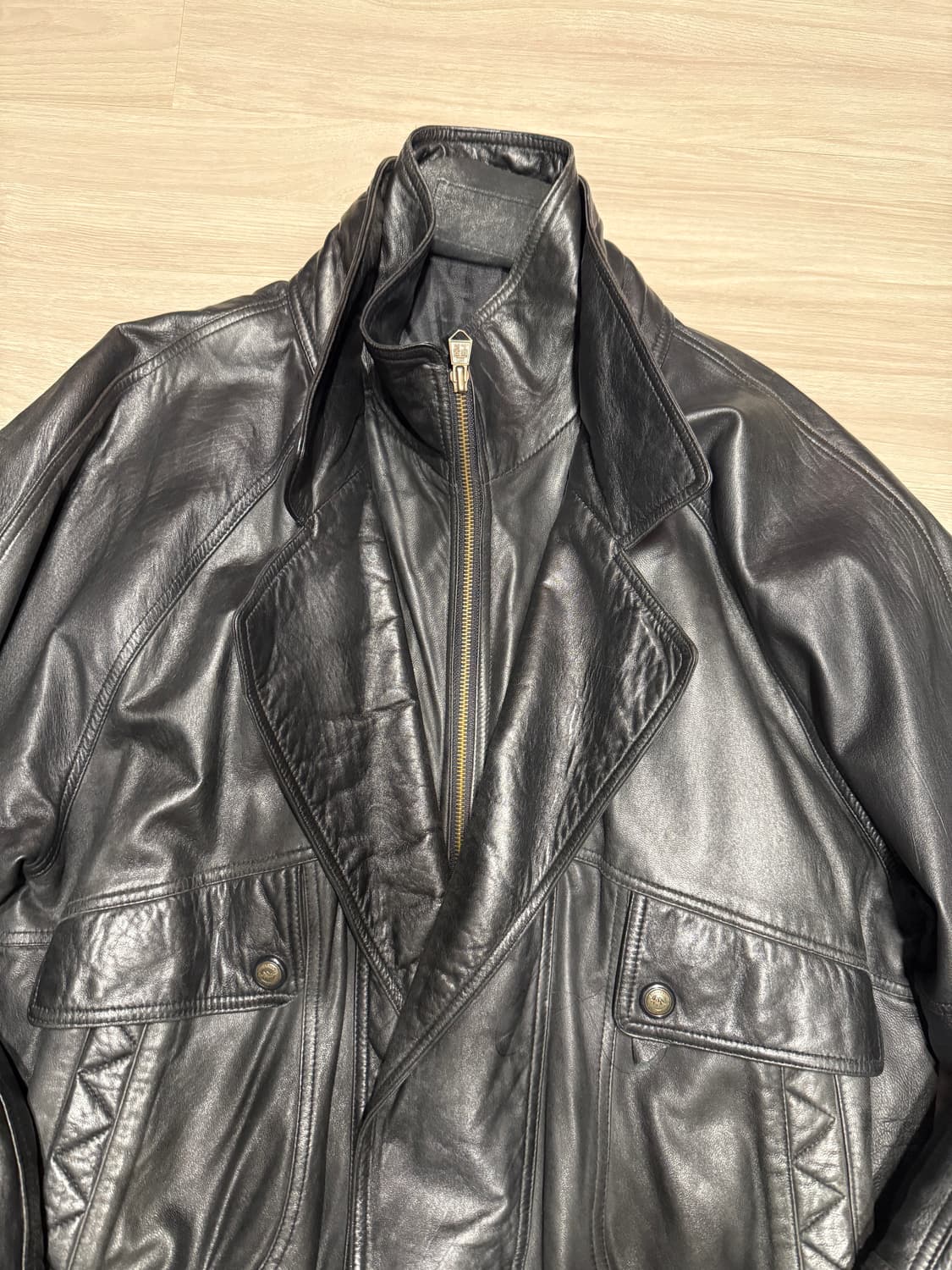 빈티지 리얼 가죽 하이넥 자켓 생로랑, 자라 스타일 상품이미지3