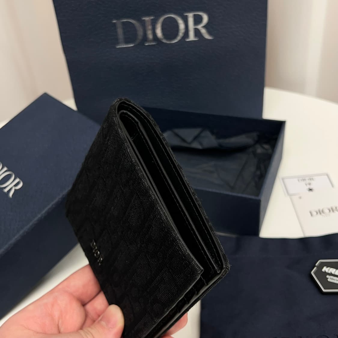 (새상품급/풀박스) 디올 오블리크 반지갑 블랙 상품이미지4