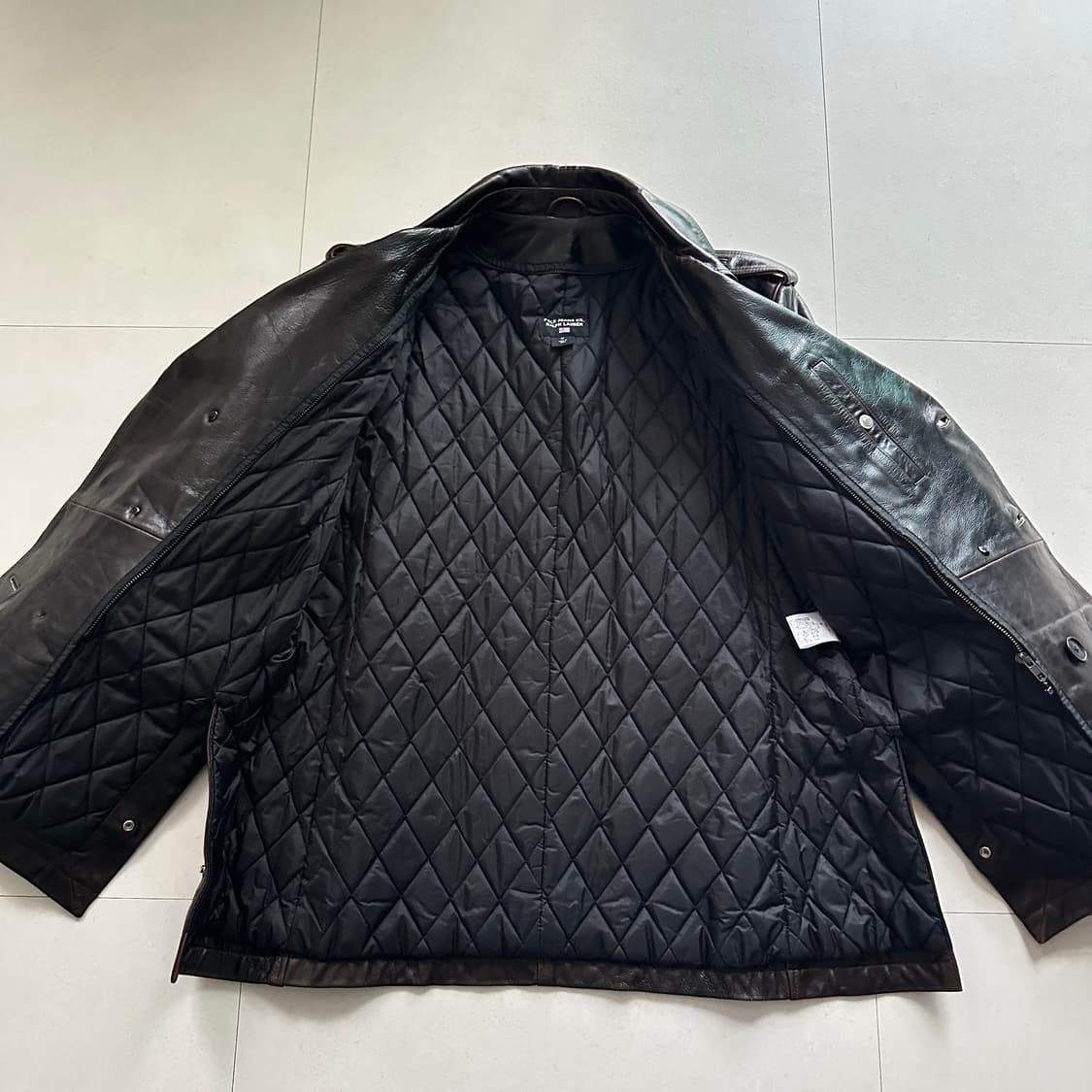 90s 폴로 진스 랄프로렌 레더 가죽 피코트 (M) 상품이미지4