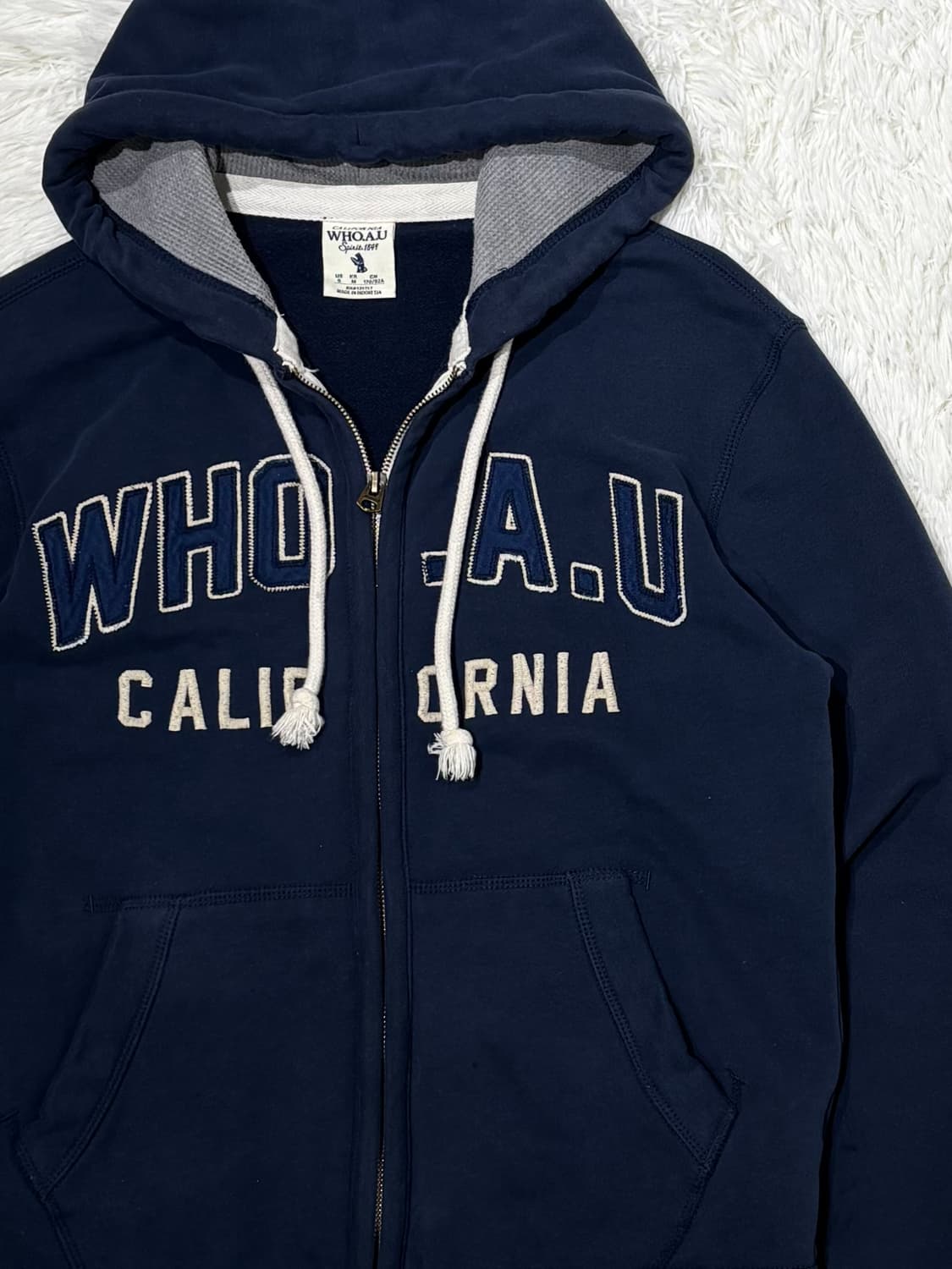 후아유 빅로고 네이비 후드집업 상품이미지5