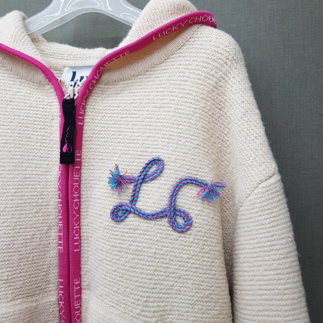 럭키슈에뜨 2020 배색 포인트 후드 니트 집업 F사이즈 상품이미지4