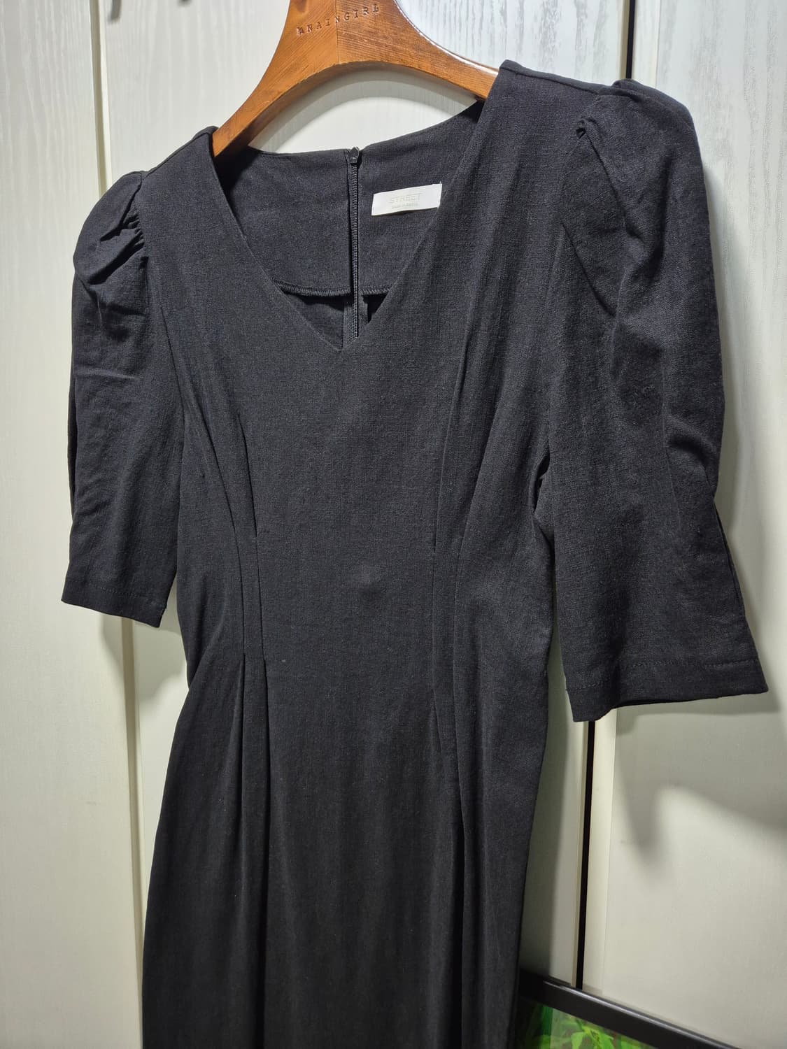 (타임세일)(새상품) 블랙 린넨 롱원피스 퍼프 반팔 상품이미지2