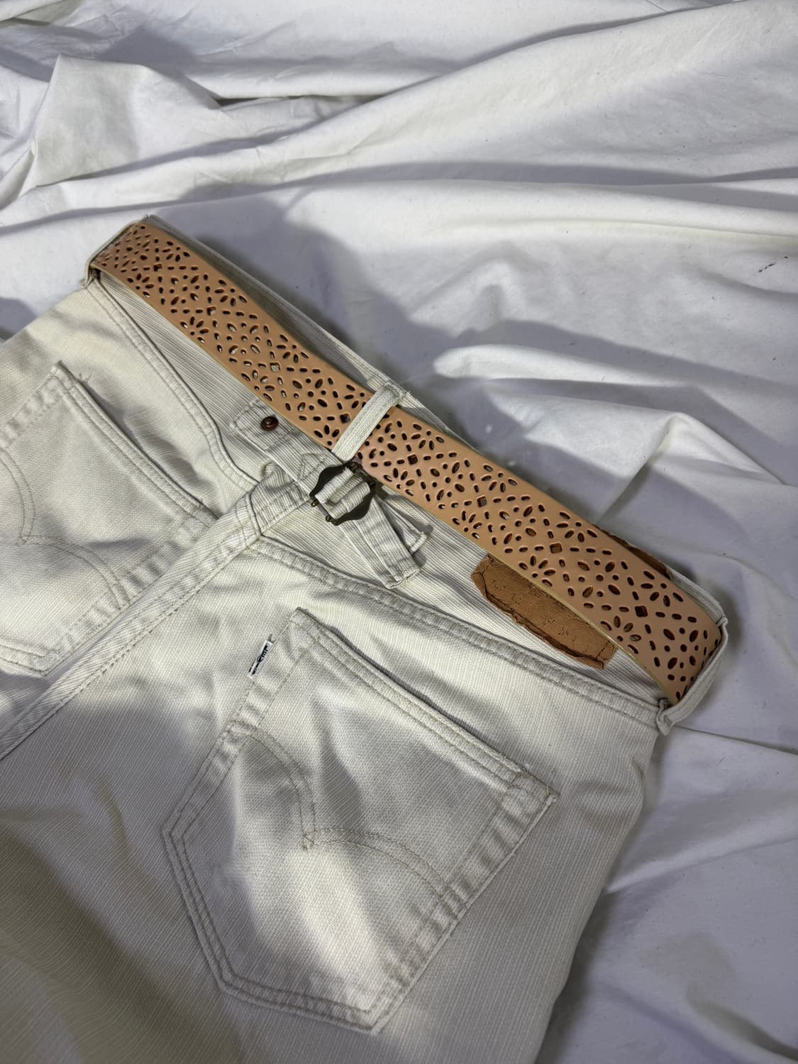 빈티지 오벌 웨스턴 버클 펀칭 레더 벨트 상품이미지3