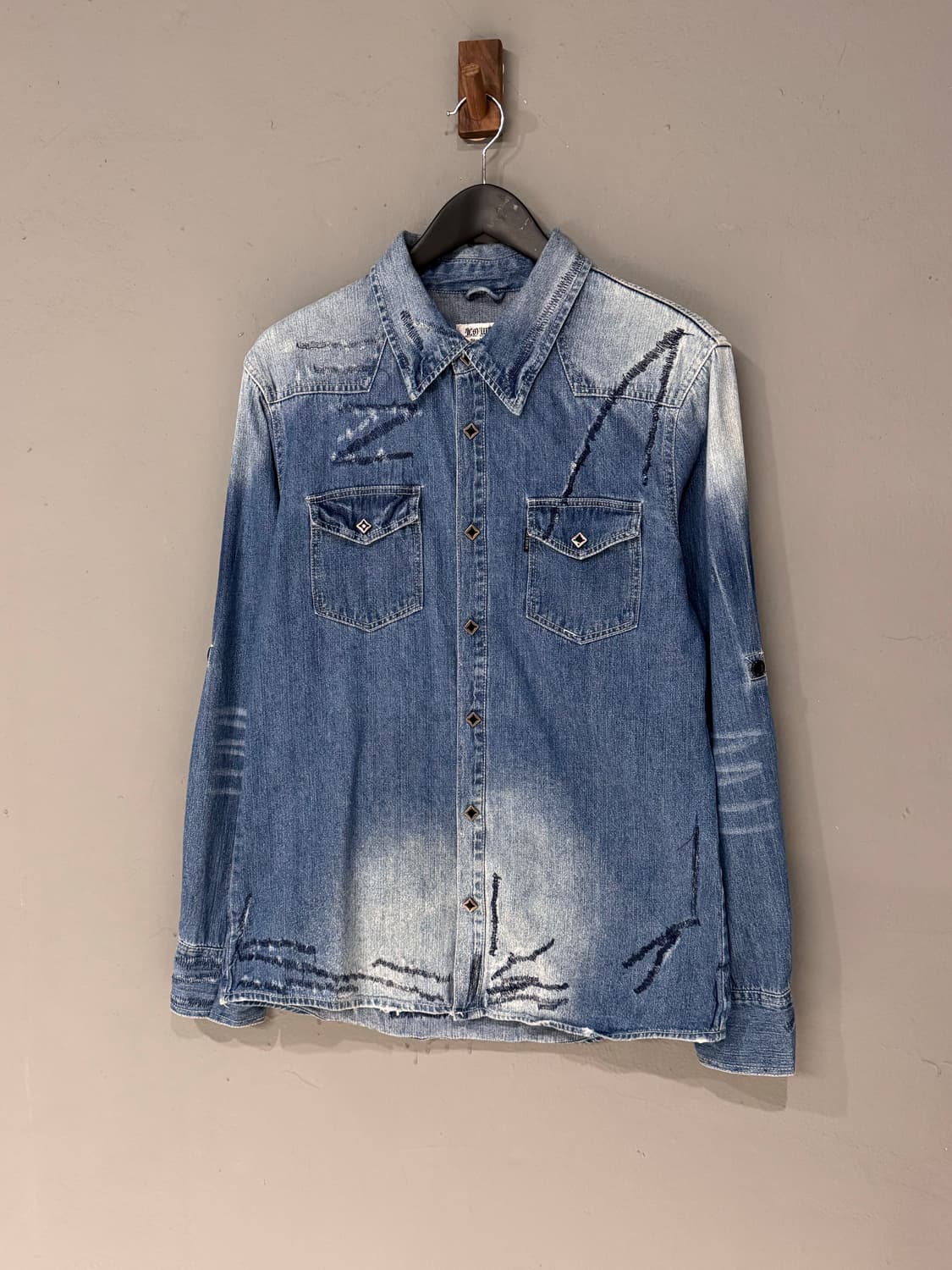 로우박스 그런지 웨스턴 데님셔츠  상품이미지2