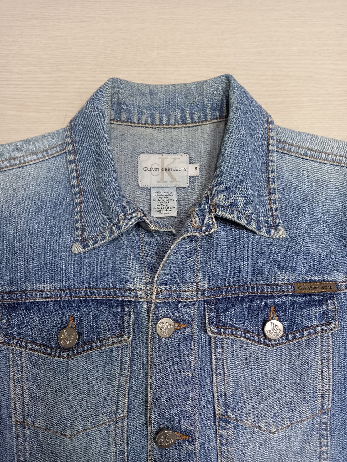 S85 Calvin Klein Turkey 워싱 데님자켓 연청 S-211 상품이미지4
