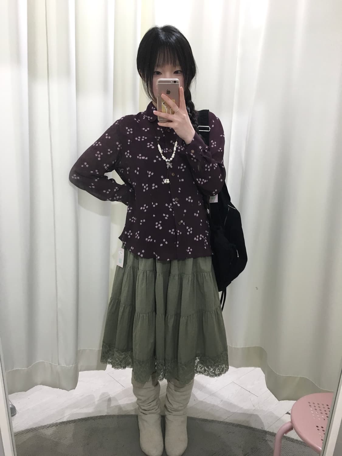 Purple Floral Sheer Blouse 상품이미지3