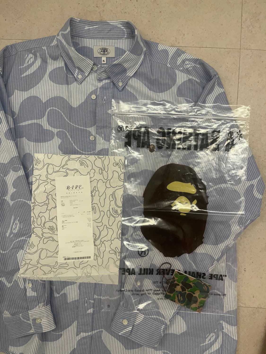 bape 스트라이프 카모 릴렉스 셔츠 블루 상품이미지6