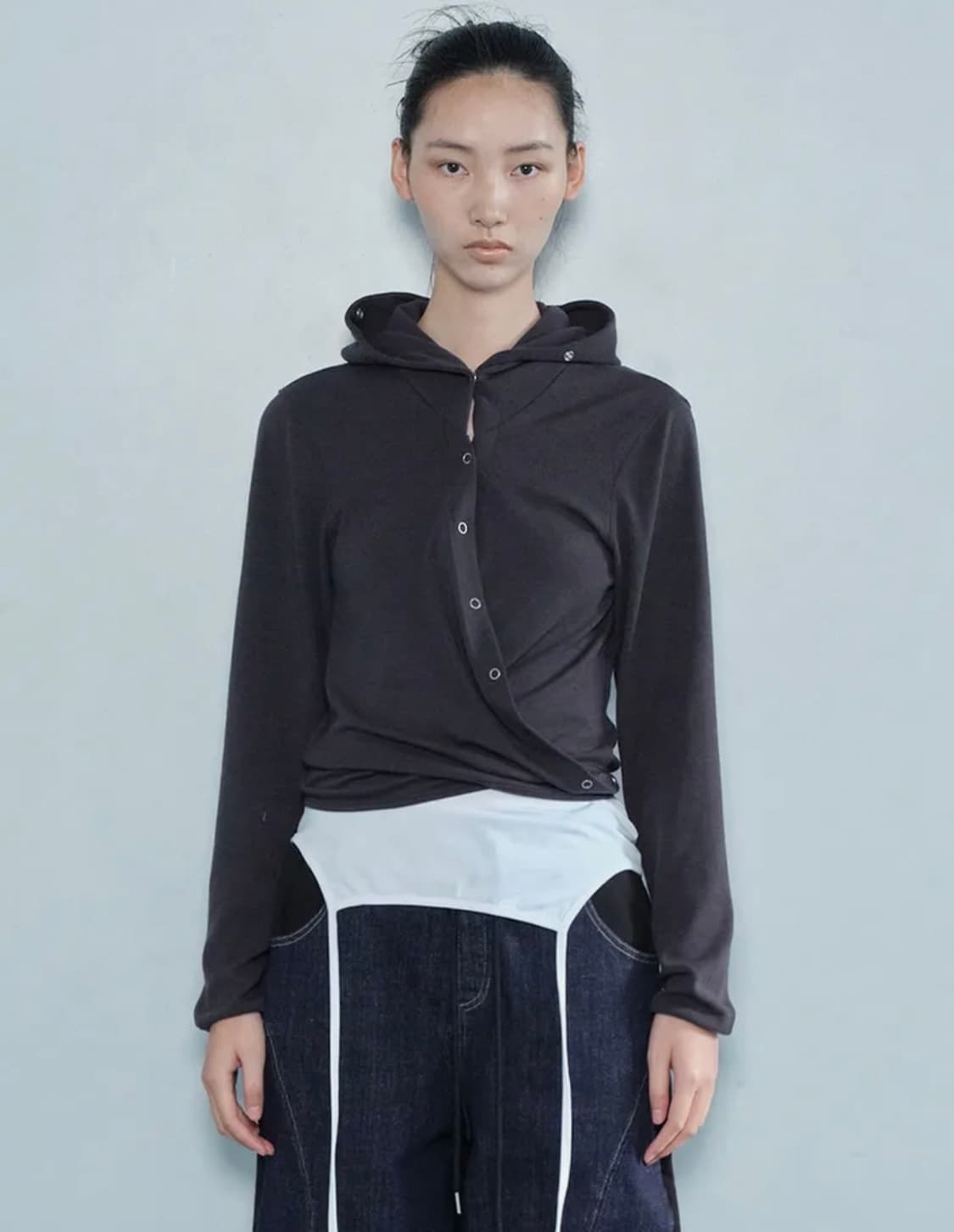 세릭 WRAP HOOD CARDIGAN / BLACK 상품이미지1