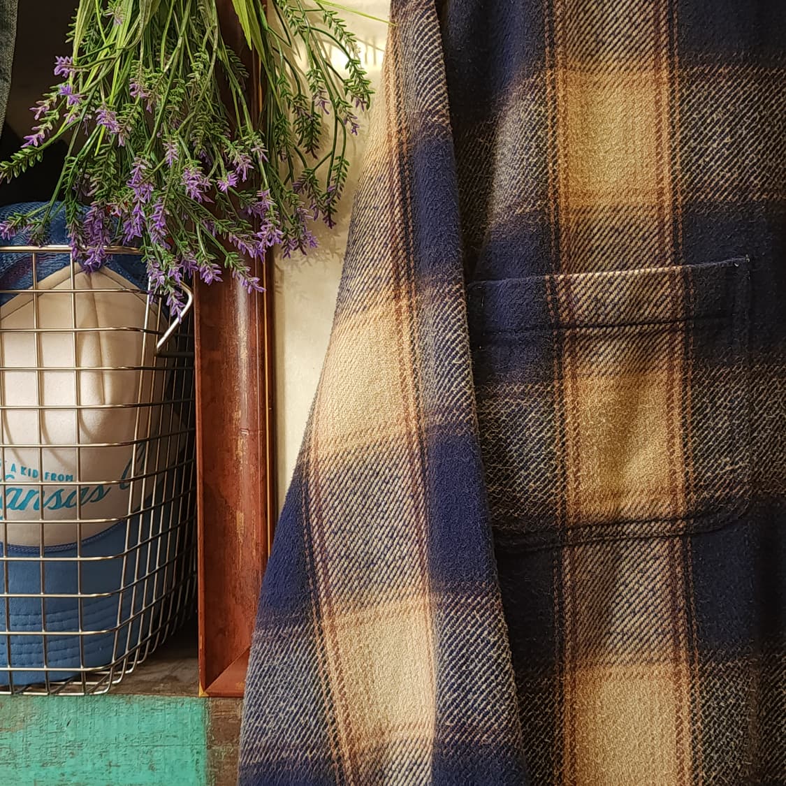 90s 아메리칸 빈티지 체크셔츠 헤비 플란넬 워크셔츠 빅체크 블루 L 상품이미지4