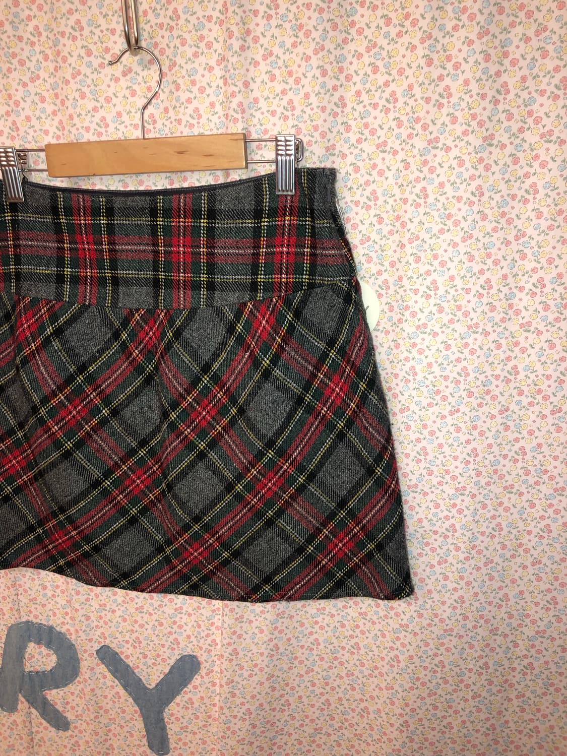 check wool mini skirt 상품이미지2