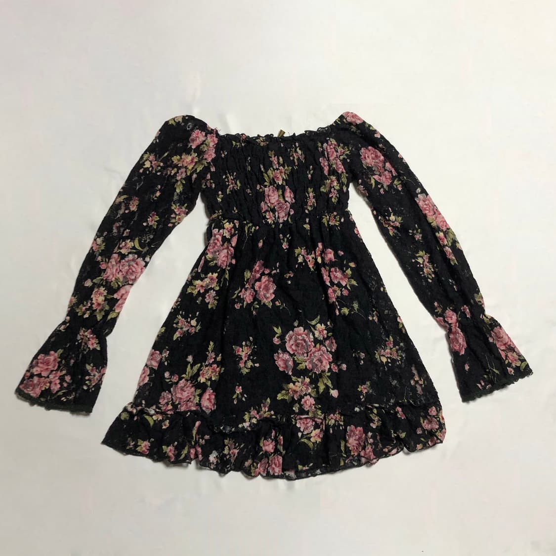 꽃무늬 레이스 원피스 블랙 상품이미지3