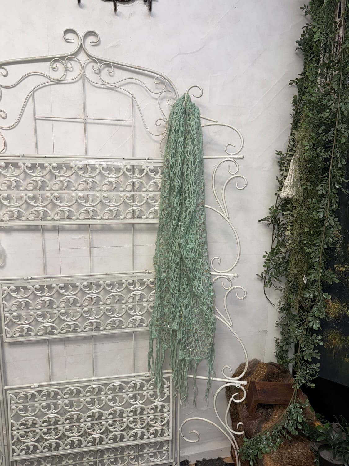 Renoma melon mint flower crochet muffler 상품이미지4
