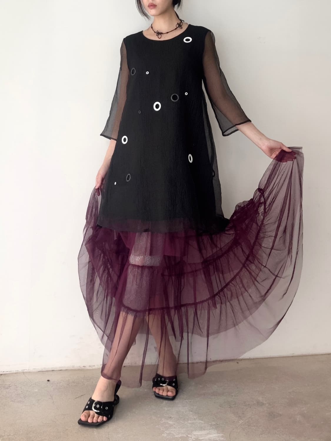 Circle punching orgnaza blouse & ops  상품이미지7