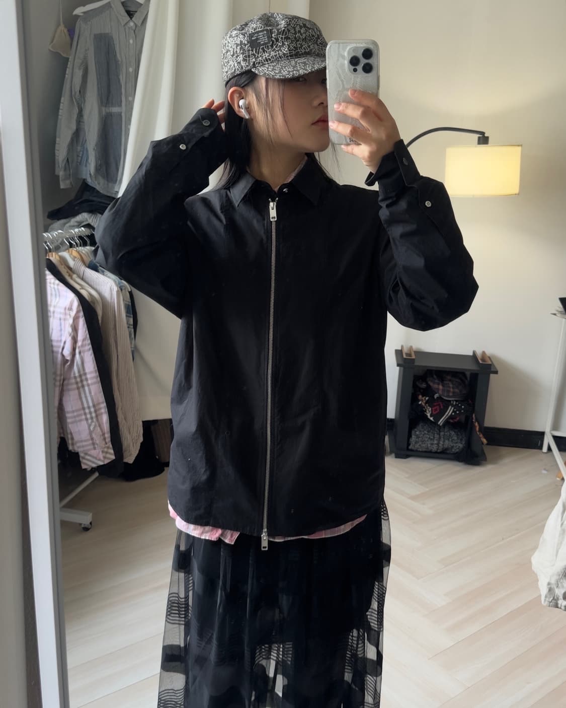 [DIESEL] black shirts layered zip-up 상품이미지4