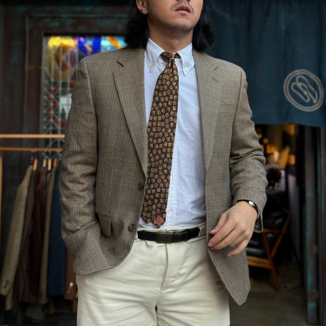 로렌 랄프로렌 울 블랜드 건 클럽 체크 자켓 38R 상품이미지6