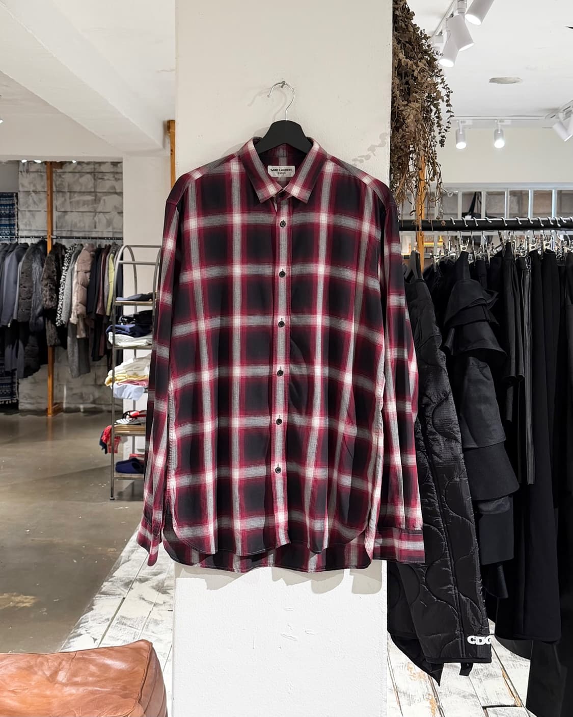 생로랑 레드 블랙 타탄 체크 셔츠  상품이미지1