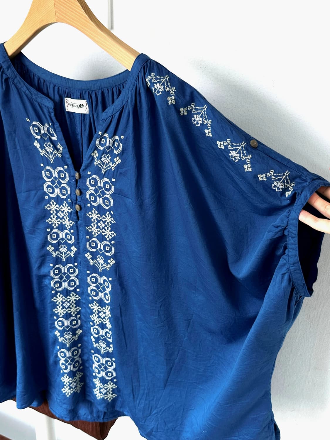 Light cotton stitch wide loose shirt 상품이미지1