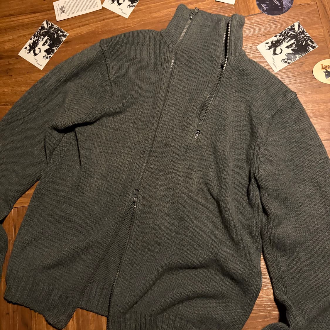 ARMANI EXCHANGE 더블 집업 비대칭 니트 자켓 상품이미지3