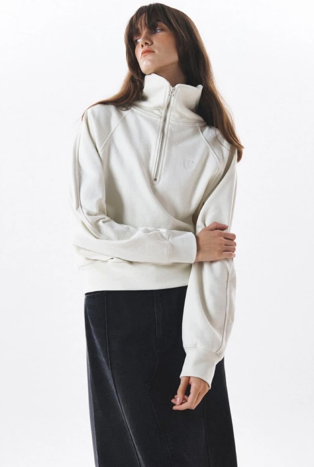 커렌트 심볼 하프넥 스웻셔츠 아이보리 상품이미지2