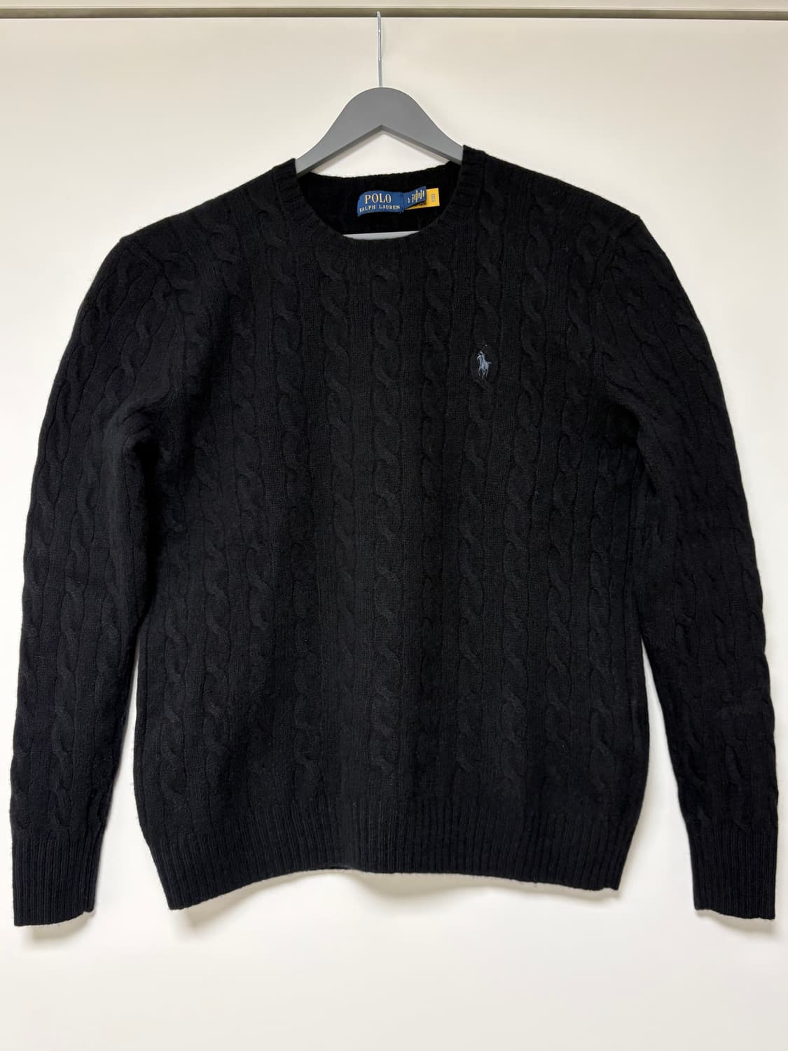 폴로 케이블 니트 울 캐시미어 스웨터 - 블랙 L 상품이미지1