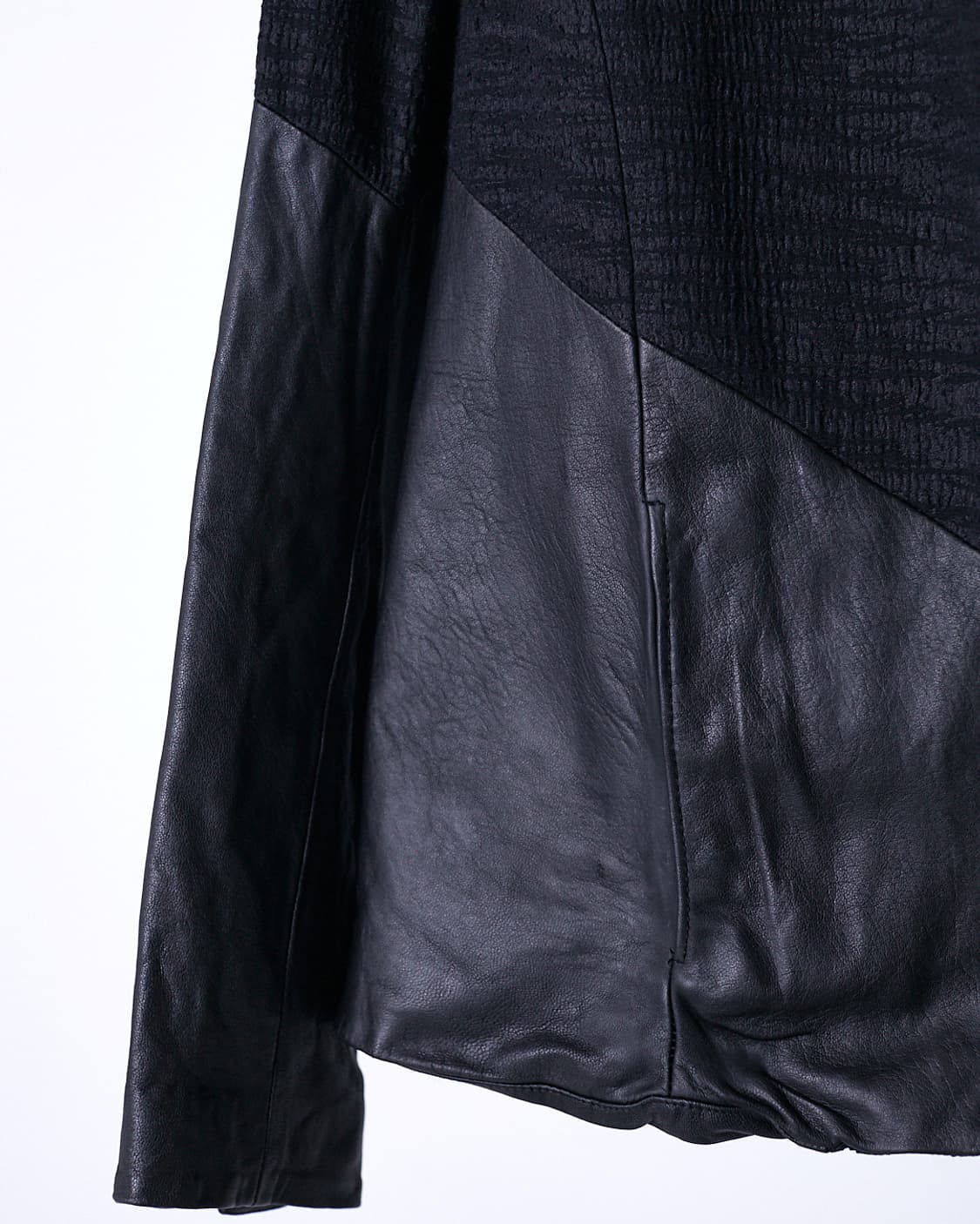 Lamb Skin Mixed Blazer Jacket 상품이미지2