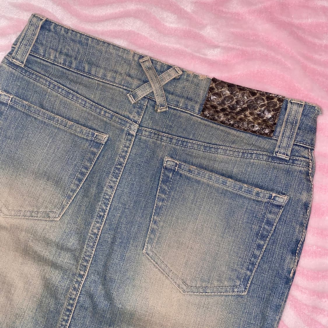 빈티지 워싱 데님 트임 미디 스커트/뱀피 갸루 펑크 y2k 그런지 페어리 상품이미지1