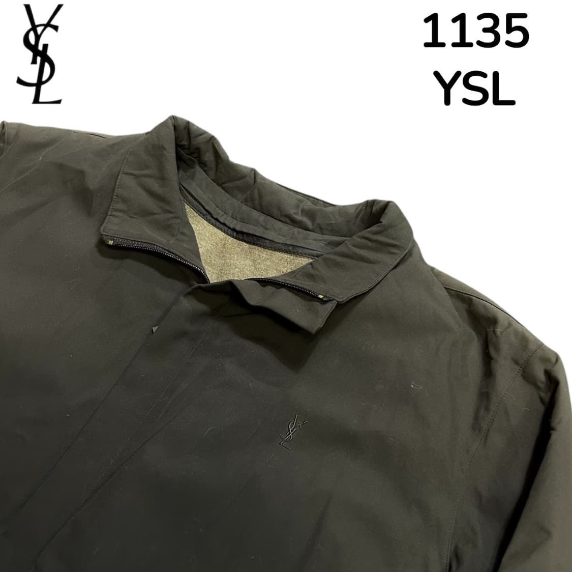 Ysl 입생로랑 아카이브 딥브라운 그레이 내피 분리 블루종 자켓 L 상품이미지4