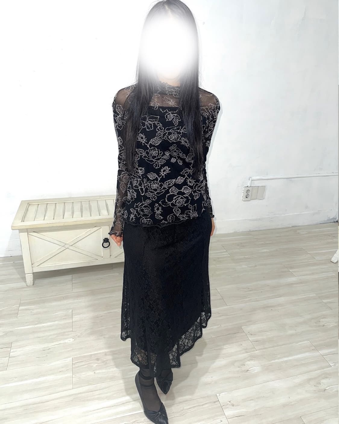 Black Lace Long Skirt 상품이미지7