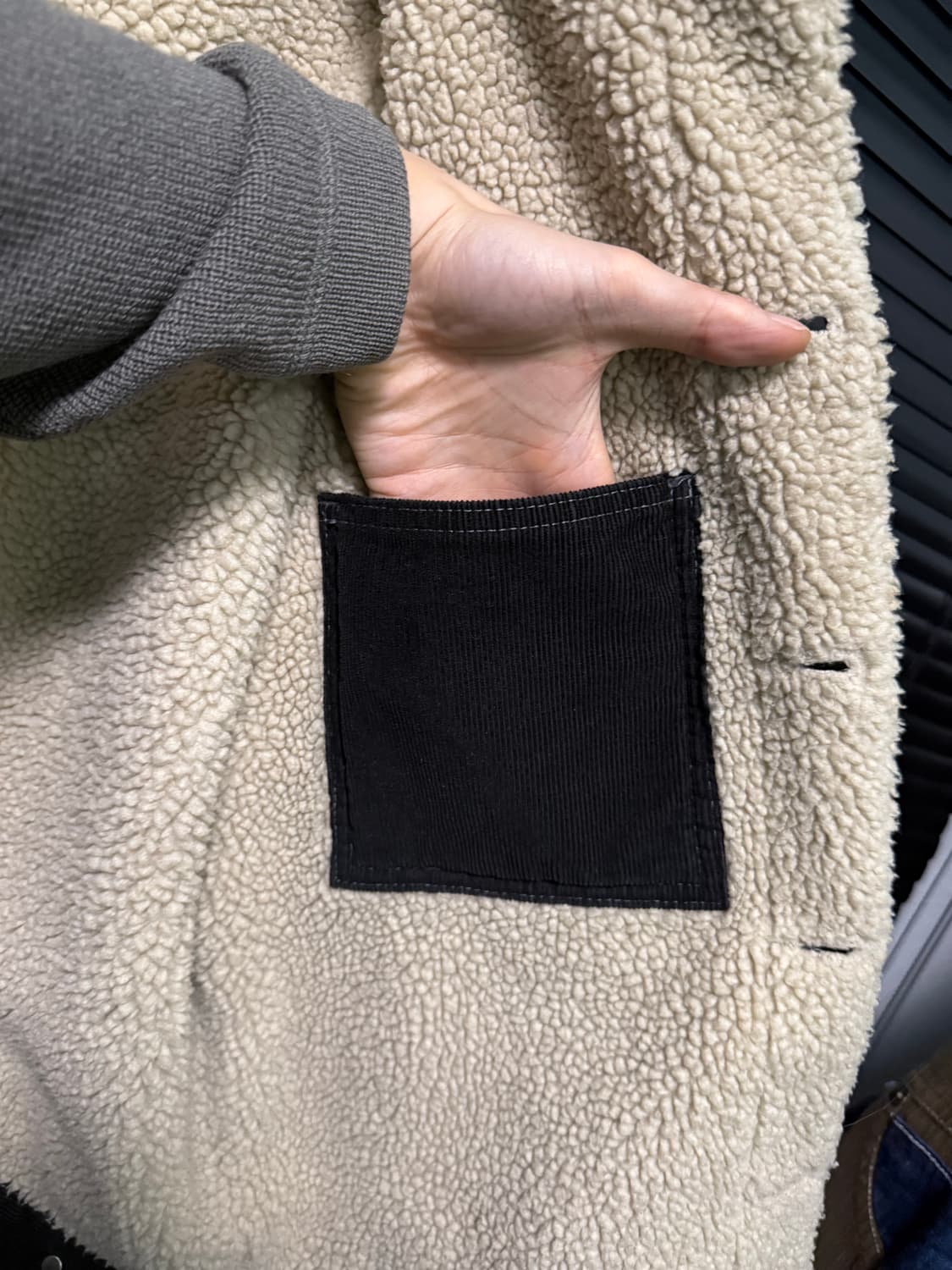 리바이스 70520 골덴 코듀로이 블랙 양털 아이보리 쉐르파 트러커 M 상품이미지6