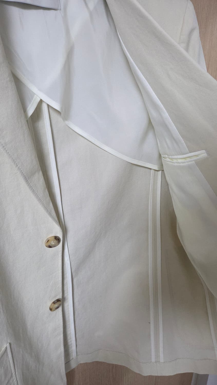 (착샷) 던스트 린넨 자켓 유니섹스 클래식 리넨 크림 상품이미지3