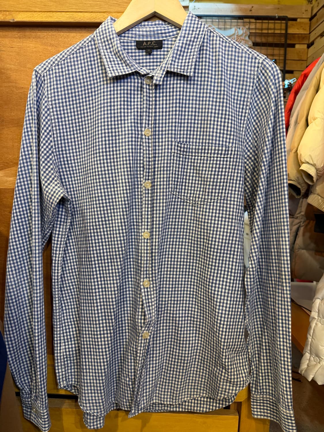 아페쎄 네이비 깅엄체크 셔츠 상품이미지1