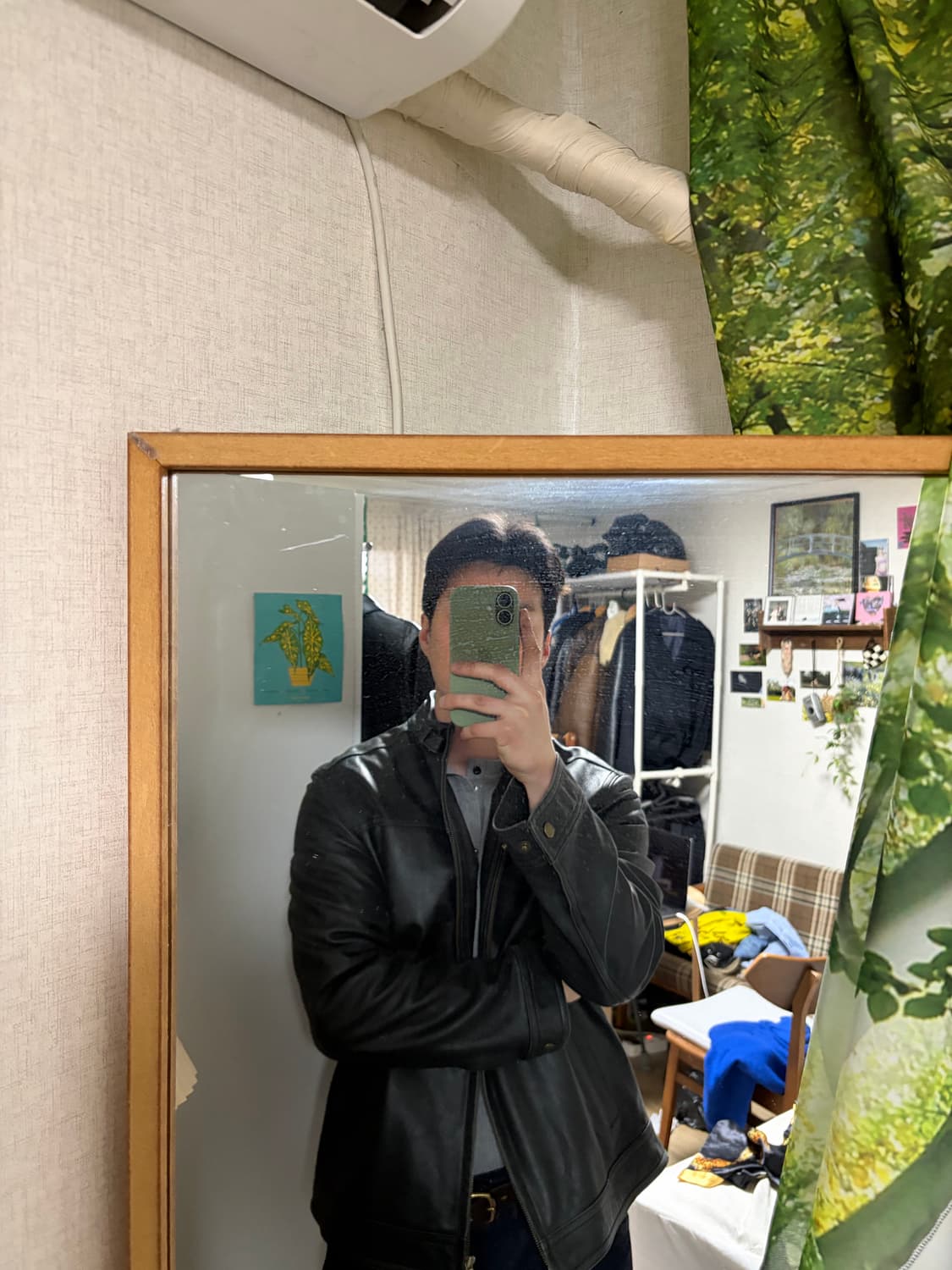 105) 00s 빈티지 카우하이드 소가죽 레더자켓 다크 그레이 상품이미지3