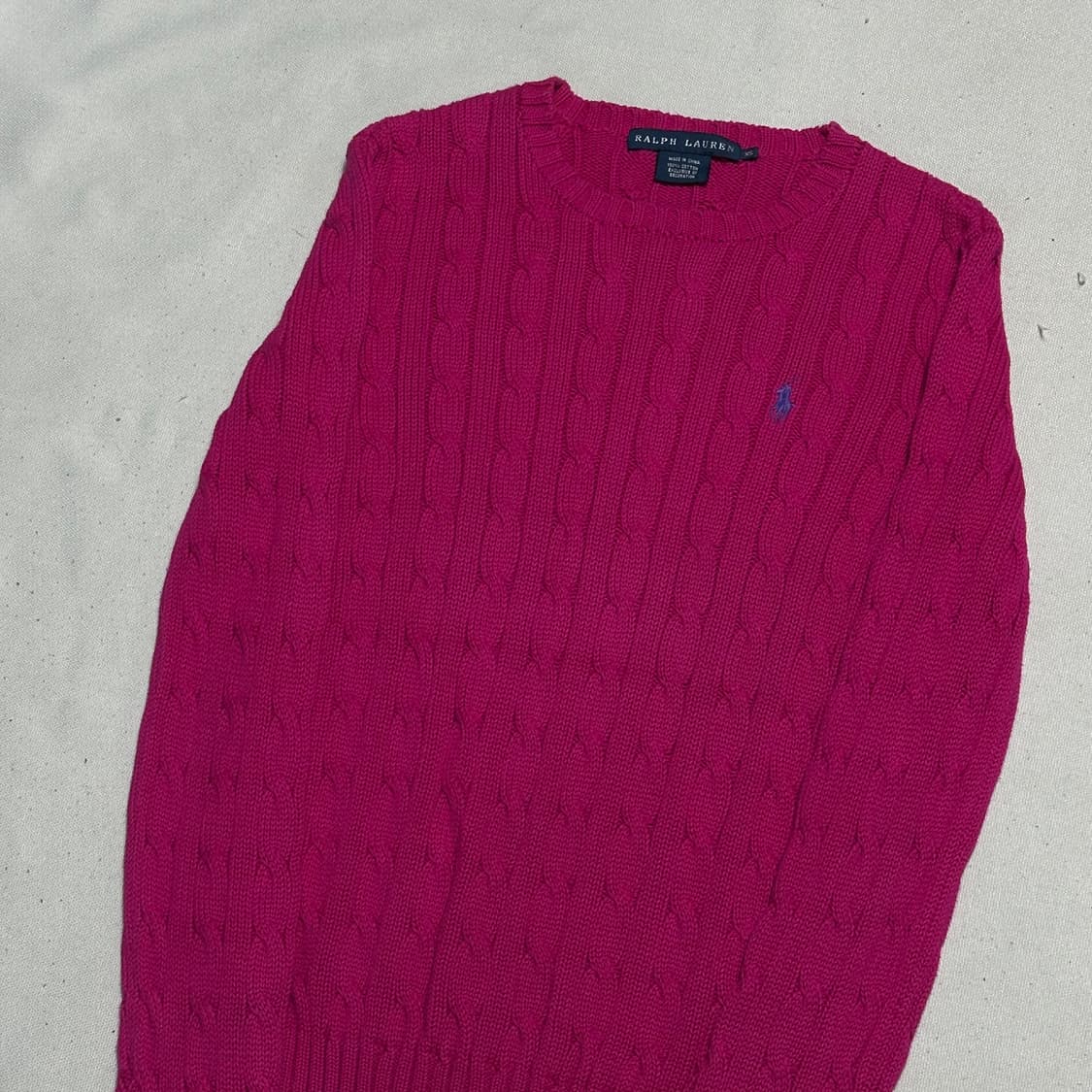 XS 폴로랄프로렌 여성용 핑크 케이블 니트 상품이미지1
