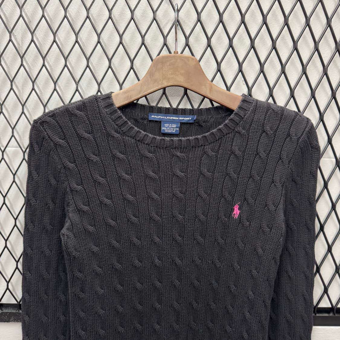폴로 랄프로렌 케이블 니트 핑크 포니 포인트 블랙 상품이미지3