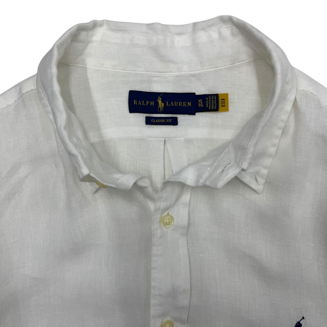 폴로 랄프로렌 네이비포니 화이트 린넨 셔츠 XL 상품이미지4