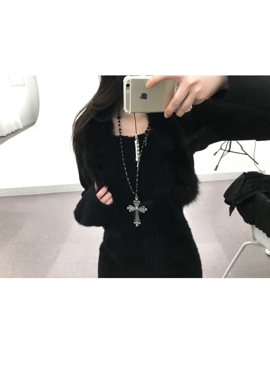 angora black trim bolero 상품이미지4