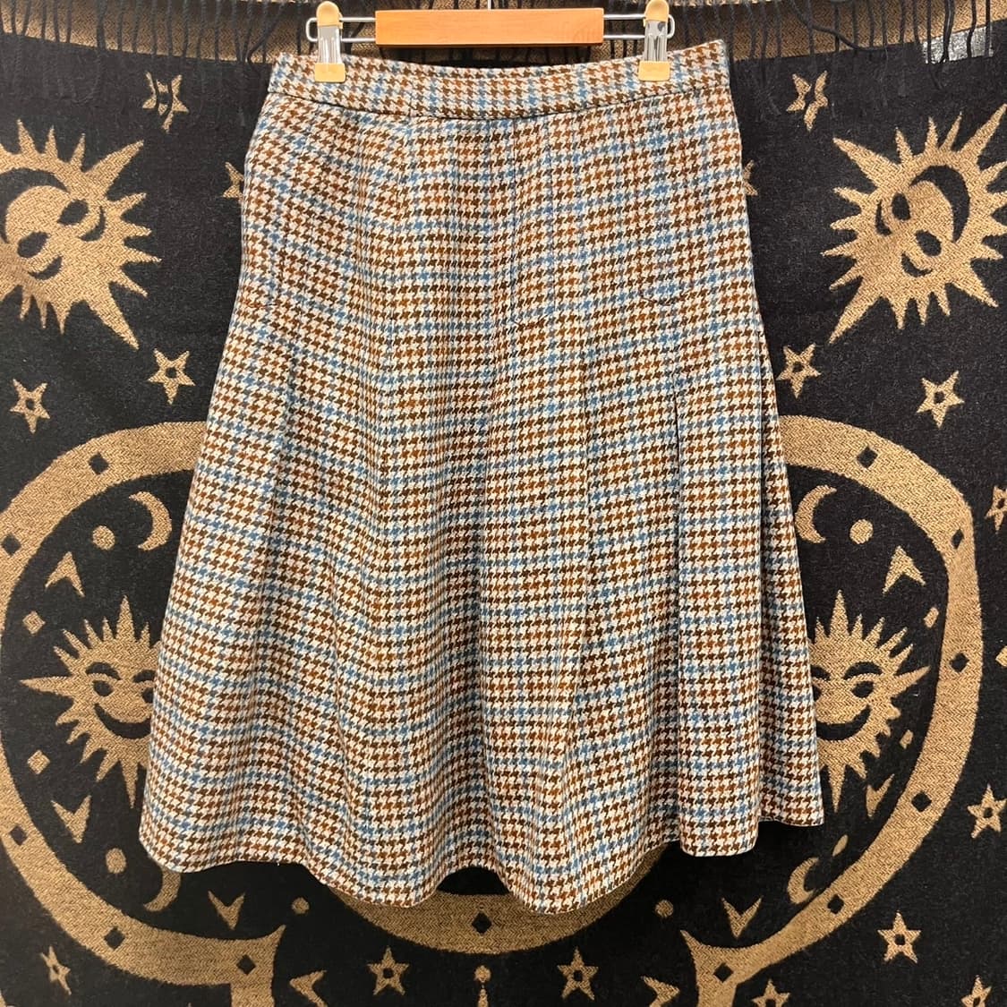 빈티지 캐주얼 코지 하운드체크 플리츠 미디스커트 K0034 상품이미지4