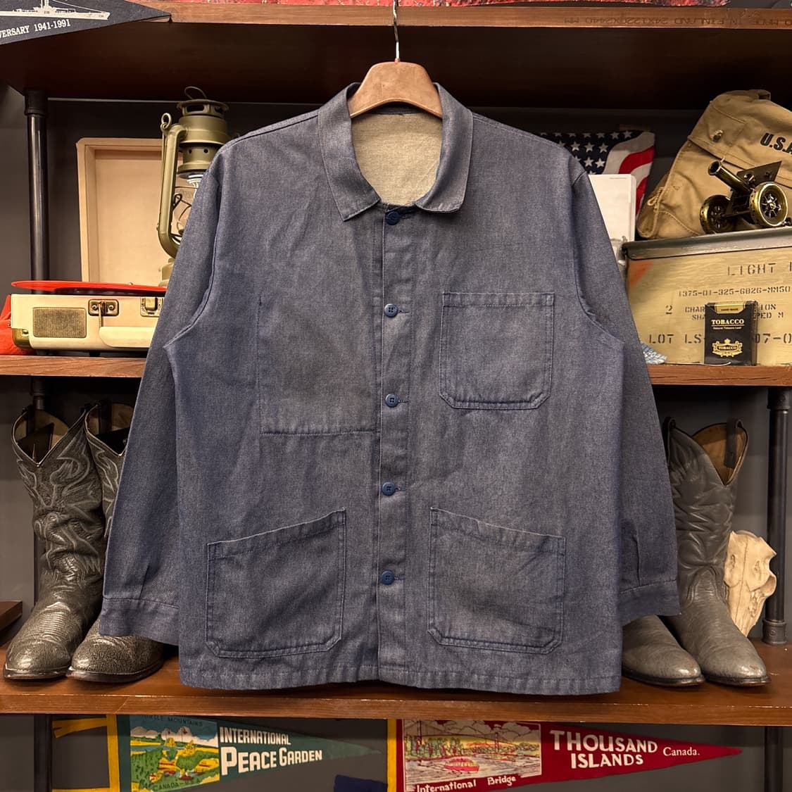 80s 데님 트윌 프렌치 워크자켓 / 초어자켓 워크웨어 N980 상품이미지1