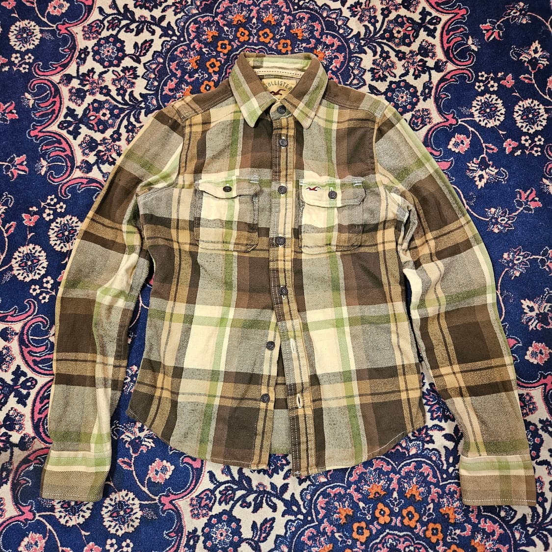 홀리스터 브라운 플란넬 체크 셔츠 S 상품이미지1