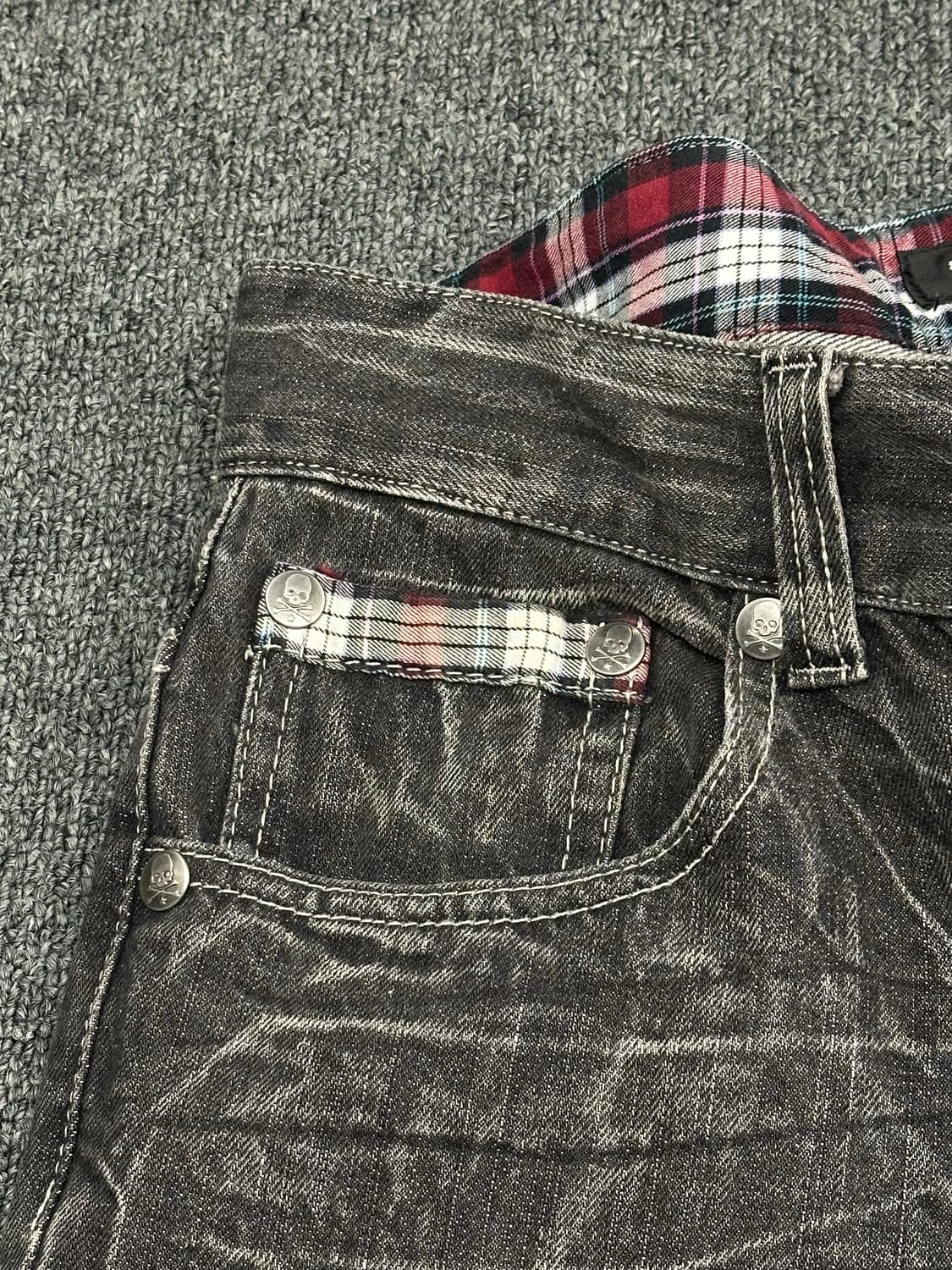 L)Japanese vintage 워싱 흑청 데님 팬츠 상품이미지6