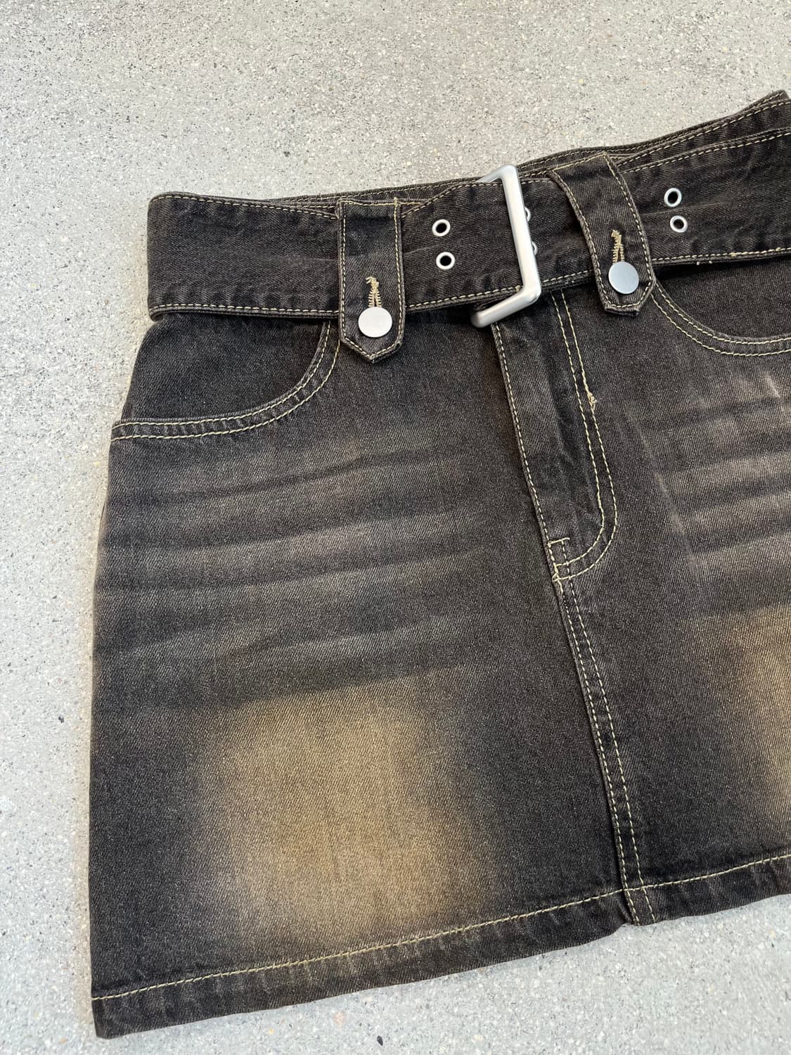 빈티지 워싱 흑청 미니 스커트 상품이미지2