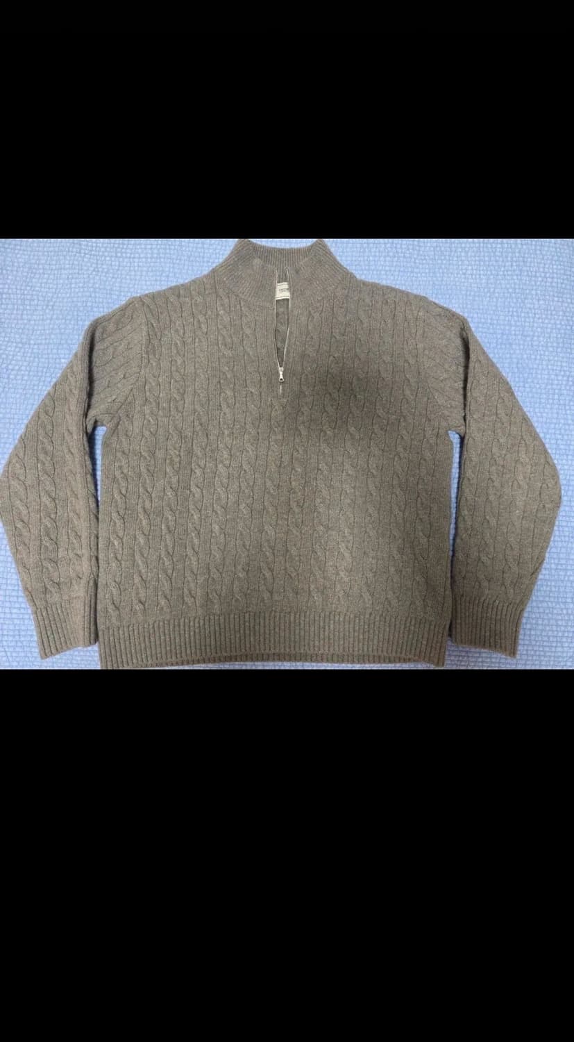 어나더오피스 하프집업 케이블 니트 애쉬그레이 1 상품이미지1