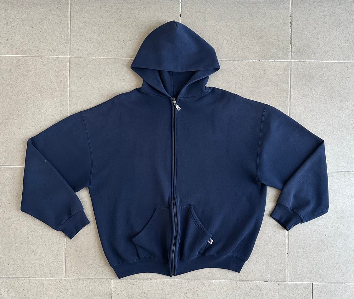 90s 빈티지 러셀 후드집업 네이비 XL 상품이미지1